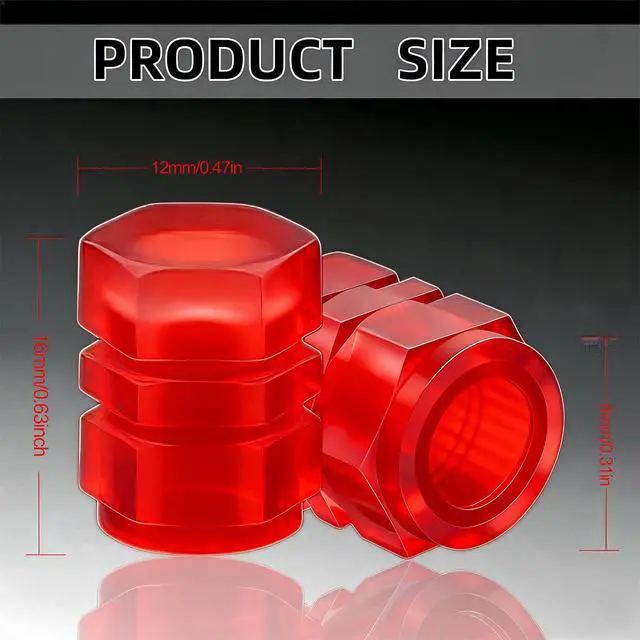 Alt view image 2 of 7 - 20 Pcs Glow in The Dark Tire Valve Caps Fluorescent Tire Valve Stem Caps, Cool Car Present for Universal Decoration Accessories for Car SUV Bicycle Motorcycles Trucks (Red)