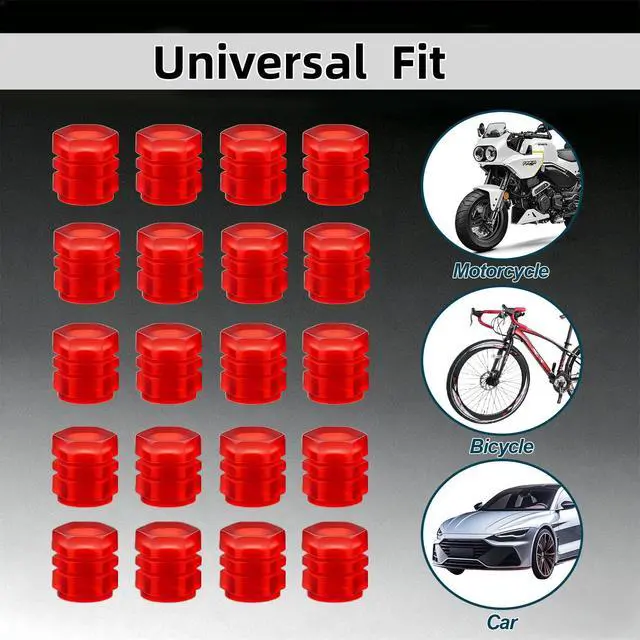 Alt view image 6 of 7 - 20 Pcs Glow in The Dark Tire Valve Caps Fluorescent Tire Valve Stem Caps, Cool Car Present for Universal Decoration Accessories for Car SUV Bicycle Motorcycles Trucks (Red)