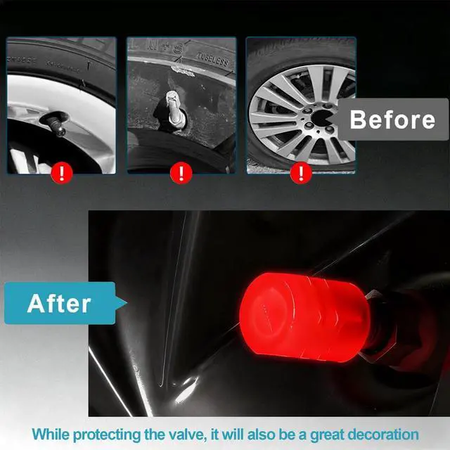 Alt view image 5 of 7 - 20 Pcs Glow in The Dark Tire Valve Caps Fluorescent Tire Valve Stem Caps, Cool Car Present for Universal Decoration Accessories for Car SUV Bicycle Motorcycles Trucks (Red)
