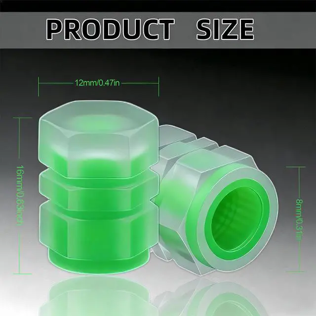 Alt view image 2 of 7 - 20 Pcs Glow in The Dark Tire Valve Caps Fluorescent Tire Valve Stem Caps, Cool Car Present for Universal Decoration Accessories for Car SUV Bicycle Motorcycles Trucks (Green)
