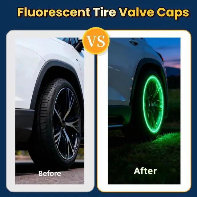Alt view image 3 of 7 - 20 Pcs Glow in The Dark Tire Valve Caps Fluorescent Tire Valve Stem Caps, Cool Car Present for Universal Decoration Accessories for Car SUV Bicycle Motorcycles Trucks (Green)