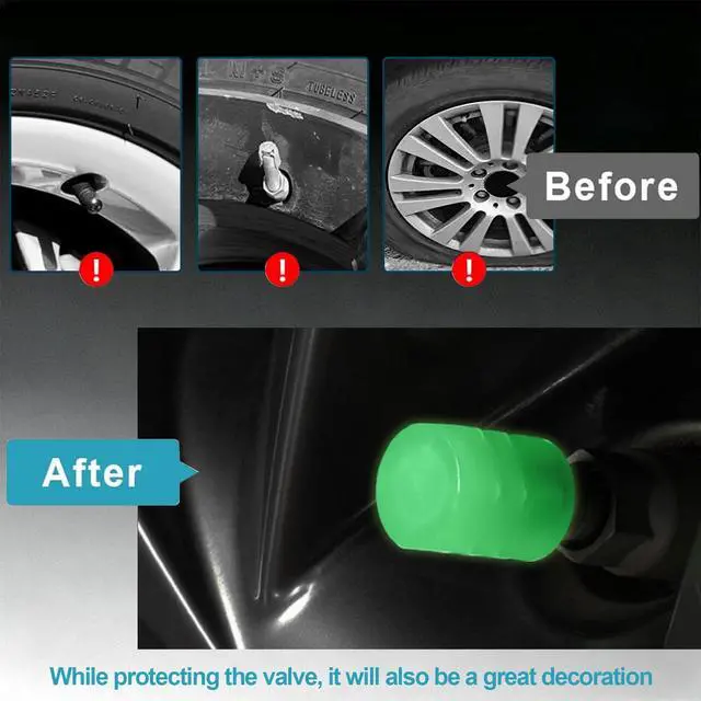 Alt view image 5 of 7 - 20 Pcs Glow in The Dark Tire Valve Caps Fluorescent Tire Valve Stem Caps, Cool Car Present for Universal Decoration Accessories for Car SUV Bicycle Motorcycles Trucks (Green)