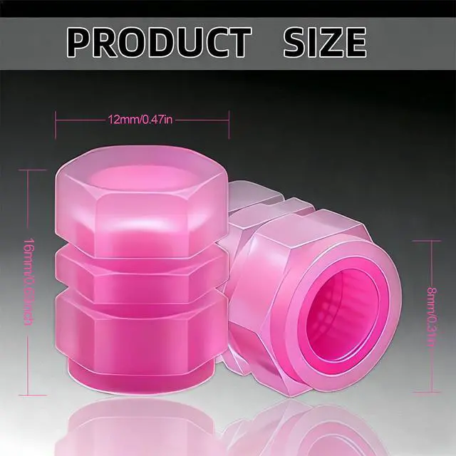 Alt view image 2 of 7 - 20 Pcs Glow in The Dark Tire Valve Caps Fluorescent Tire Valve Stem Caps, Cool Car Present for Universal Decoration Accessories for Car SUV Bicycle Motorcycles Trucks (Pink)