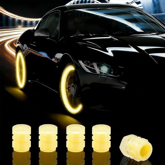 Main image of 20 Pcs Glow in The Dark Tire Valve Caps Fluorescent Tire Valve Stem Caps, Cool Car Present for Universal Decoration Accessories for Car SUV Bicycle Motorcycles Trucks (Orange)