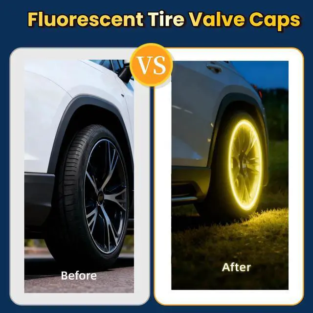 Alt view image 3 of 7 - 20 Pcs Glow in The Dark Tire Valve Caps Fluorescent Tire Valve Stem Caps, Cool Car Present for Universal Decoration Accessories for Car SUV Bicycle Motorcycles Trucks (Orange)