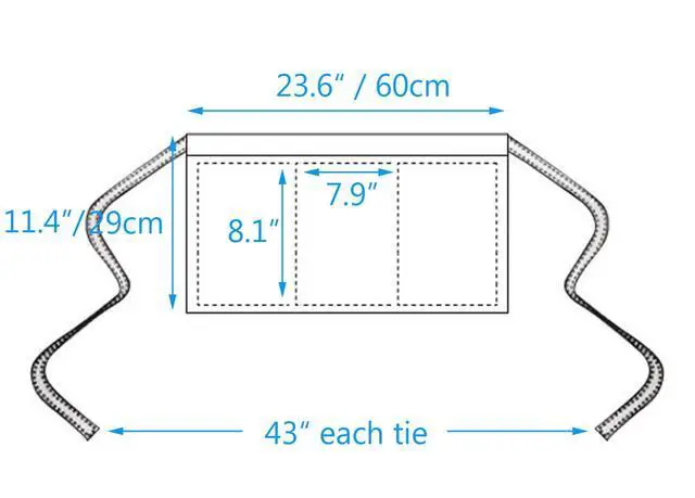 Alt view image 6 of 6 - BOHARERS Waist Apron with 3 Pockets - Black Waitress Waiter Server Short Aprons