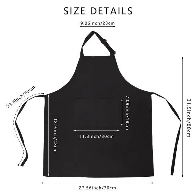 Alt view image 2 of 6 - YOLCAR Black Bib Apron, Adjustable Apron with 2 Pockets, Unisex Aprons for Chefs and Home Kitchen