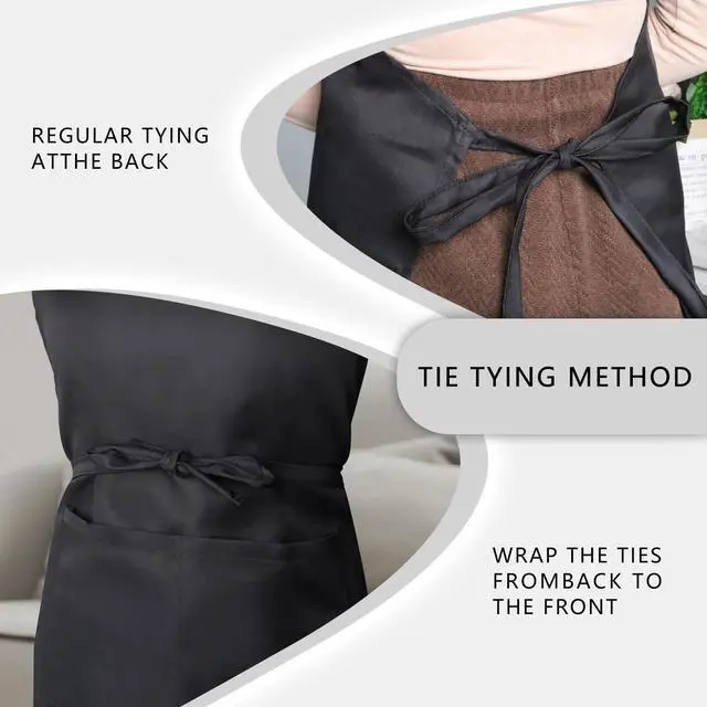 Alt view image 6 of 6 - YOLCAR Black Bib Apron, Adjustable Apron with 2 Pockets, Unisex Aprons for Chefs and Home Kitchen