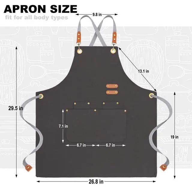 Alt view image 2 of 7 - BeLuyi chef apron bib tool apron for man woman cross back straps with 4 pockets for kitchen cooking gardening baking working(black)