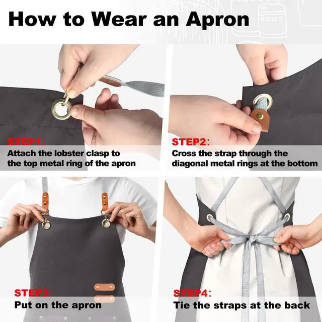 Alt view image 5 of 7 - BeLuyi chef apron bib tool apron for man woman cross back straps with 4 pockets for kitchen cooking gardening baking working(black)