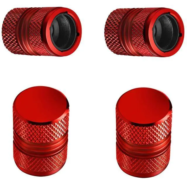 Main image of Tire Valve Stem Caps - 4 Pack Anti-Corrosion Premium Anodized Alloy Tyre Air Valve Caps Universal for Car SUV Bike Red