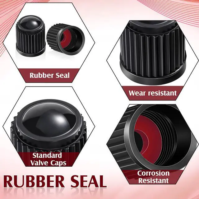 Alt view image 3 of 7 - Outus 20 Pcs Tire Valve Stem Caps Car Tire Caps Plastic Universal Valve Stem Covers for Bike Bicycle Cars SUV Trucks Motorcycles (Black)