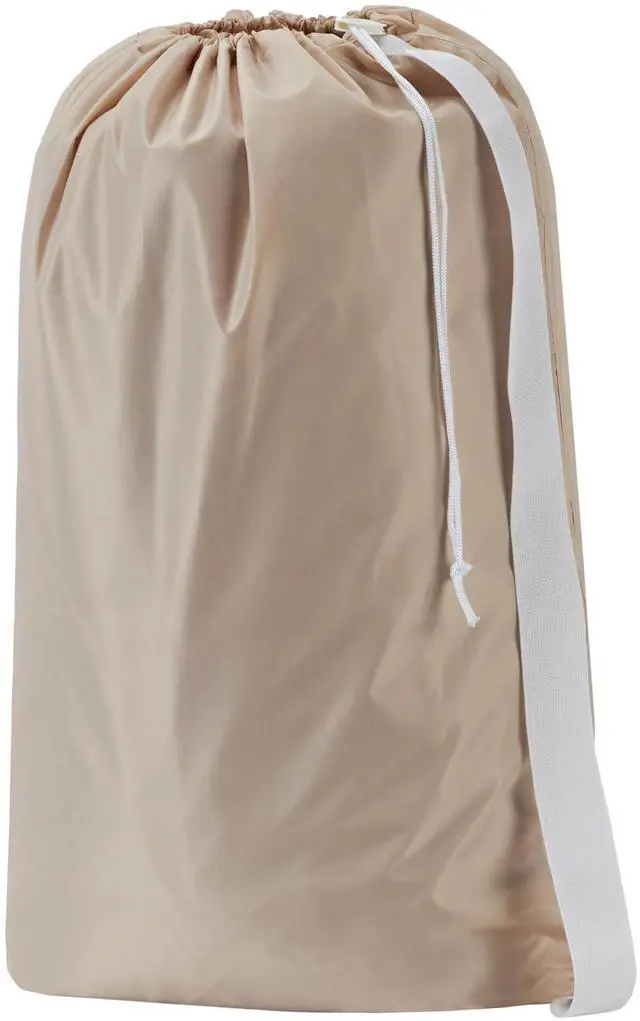 Main image of HOMEST XL Nylon Laundry Bag with Strap, Large Dirty Clothes Organizer, Easy Fit a Laundry Hamper or Basket, Can Carry Up to 4 Loads of Laundry, Beige