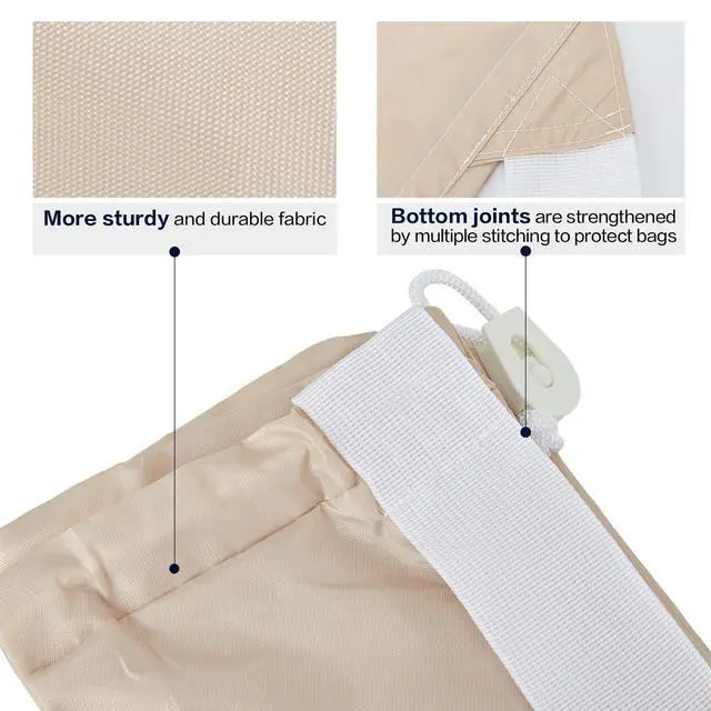Alt view image 5 of 7 - HOMEST XL Nylon Laundry Bag with Strap, Large Dirty Clothes Organizer, Easy Fit a Laundry Hamper or Basket, Can Carry Up to 4 Loads of Laundry, Beige