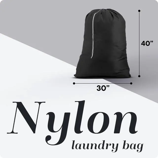 Alt view image 2 of 7 - Handy Laundry Nylon XL - Large Capacity with Locking Drawstring, Machine Washable, Fits Laundry Baskets or Hampers, Holds 3 Loads of Clothes - Black (Pack of 2)