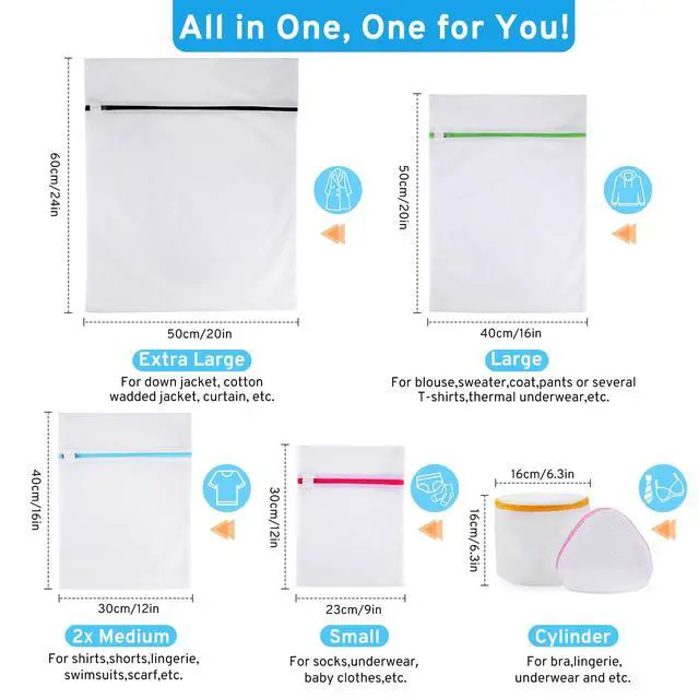 Alt view image 2 of 7 - Ultimate 7 Pack 6 Size Mesh Laundry Bags Set for Delicates with AUTO-Lock Zipper, Lingerie Bags for Washing Delicates, Laundry Bags Mesh Wash Bags, Delicates Laundry Bag for Jeans,Blouse,Stocking,Bra