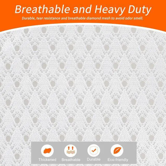 Alt view image 2 of 7 - Polecasa Heavy Duty Diamond Mesh Laundry Bags 24x36" - Machine Washable Large Commercial Grade Laundry Bag with Drawstring & ID Tag for College Dorms, Travel, Sports Equipment White
