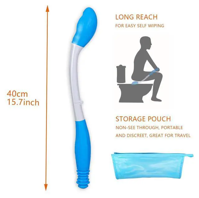 Alt view image 2 of 6 - Foldable Long Reach Comfort Wiper - Bottom Wiping Aid - Butt Wiper Self Wipe Assist Toilet Aids Wand - Daily Living Bathroom Aid for Limited Mobility