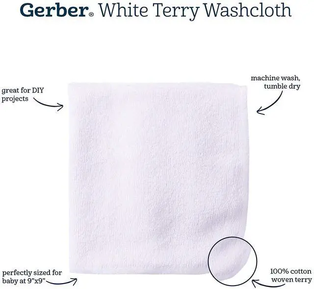 Alt view image 6 of 7 - Gerber Washcloth, White, 6-Count