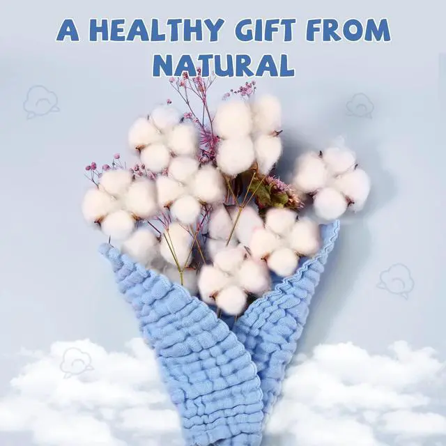 Alt view image 2 of 7 - MUKIN Baby Washcloths - Soft Face Cloths for Newborn, Absorbent Bath Wipes, Burp Cloths or Towels, Baby Registry as Shower. Pack of 6-12x12 inches (Blue)