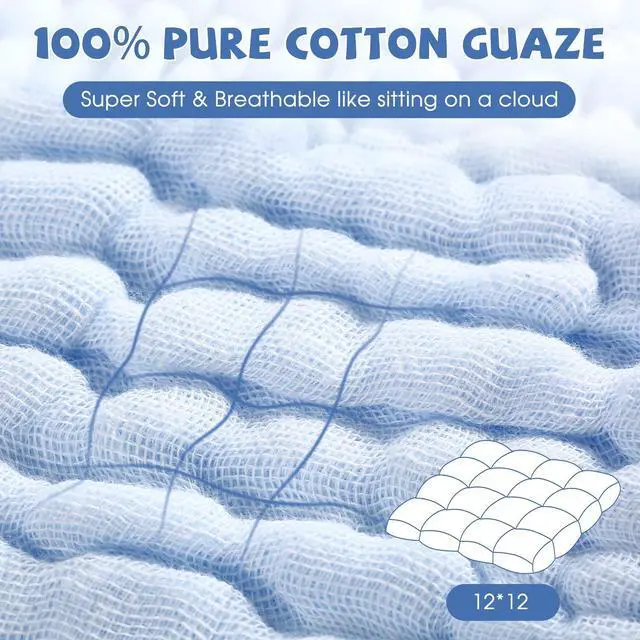 Alt view image 5 of 7 - MUKIN Baby Washcloths - Soft Face Cloths for Newborn, Absorbent Bath Wipes, Burp Cloths or Towels, Baby Registry as Shower. Pack of 6-12x12 inches (Blue)