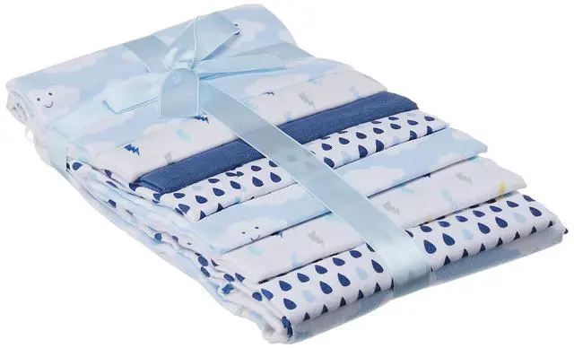 Alt view image 2 of 2 - Luvable Friends Unisex Baby Cotton Flannel Receiving Blankets, Boy Clouds 7-Pack, One Size