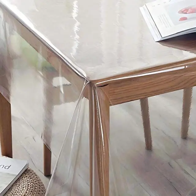 Alt view image 6 of 7 - sancua Clear Plastic 100% Waterproof Tablecloth - 54 x 78 Inch - Vinyl PVC Rectangle Table Cloth Protector Oil Spill Proof Wipe Clean Table Cover for Dining Tables, Parties & Camping, Crystal Clear