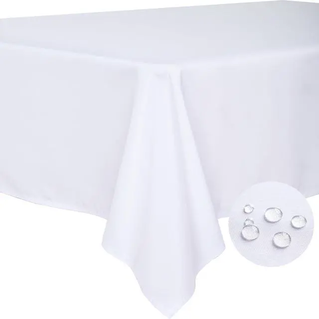 Main image of BYDOLL Table Cloth White 60x84 Inch Tablecloth for 6 Foot Rectangle Tables Outdoor Washable Wrinkle Free and Spillproof Polyester Tablecloth for Festival Camping Picnic Party Cover