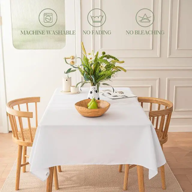 Alt view image 7 of 7 - BYDOLL Table Cloth White 60x84 Inch Tablecloth for 6 Foot Rectangle Tables Outdoor Washable Wrinkle Free and Spillproof Polyester Tablecloth for Festival Camping Picnic Party Cover