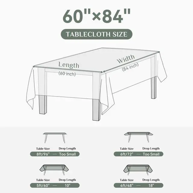 Alt view image 2 of 6 - Softalker Rectangle Tablecloth, Waterproof Table Cloths Wrinkle Free Fabric Washable Polyester Table Cover for Dining Party Outdoor Camping Wedding - 60 x 84 inch, Black