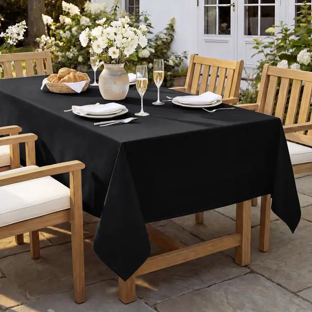 Alt view image 3 of 6 - Softalker Rectangle Tablecloth, Waterproof Table Cloths Wrinkle Free Fabric Washable Polyester Table Cover for Dining Party Outdoor Camping Wedding - 60 x 84 inch, Black