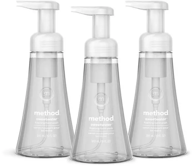 Main image of method Foaming Hand Wash, Sweet Water - Leaves Hands Feeling Soft & Clean, for Bathroom & Kitchen, Notes of Dewy Lemon Leaf, Grapefruit & Star Jasmine, 10 fl oz, 3 pack