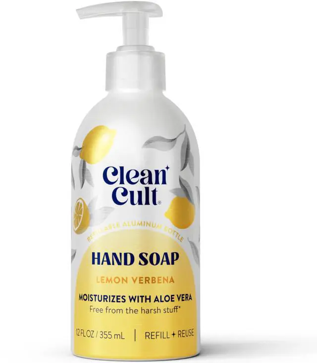 Main image of Cleancult - Lemon Verbena - Moisturizing Liquid Hand Soap - Refillable Aluminum Bottle - Made with Aloe Vera - Nourishes & Moisturizes Dry & Sensitive Skin - 12 oz - 1 Pack