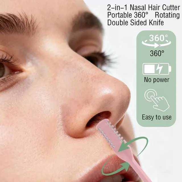 Alt view image 3 of 7 - 5PCS 2-in-1 Nasal Hair Cutter,Double Sided Nose Hair Trimmer for Men&Women,360° Rotating Manual NoseHair Cutter,Nose Hair Knife,Portable Nostril Hairs Remover Tool for Home Travel Essentials,Colorful