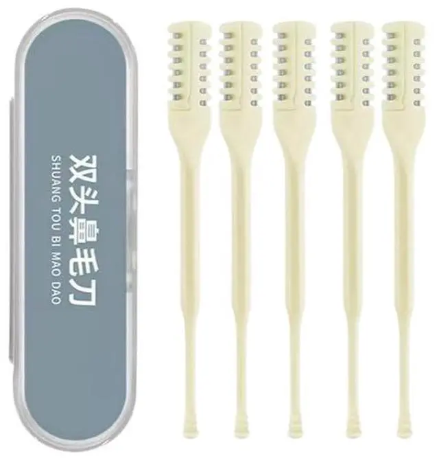 Main image of HuYeXdoro 5 Pcs 2-in-1 Nasal Cutter, Upgrade Double Sided Nose Knife, 360 Nostril Hair Remover Tool, Trimmer for Men, Women, Soft Cleaning Brush (Cream)