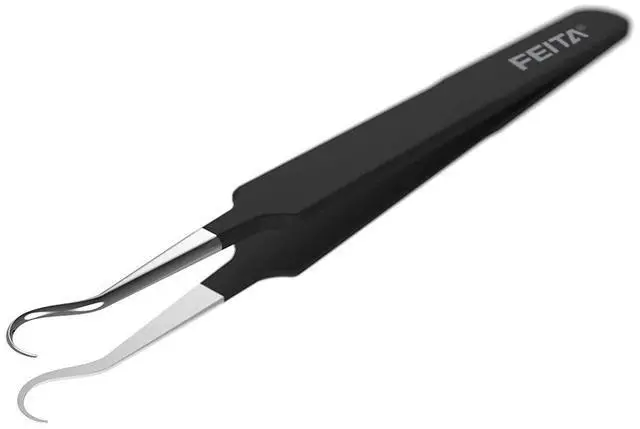 Main image of Blackhead Acne Extraction Tweezers - FEITA Pro & Surgical-Grade Stainless Steel Bend Curved Comedone Extractor Tweezer Tool for Remove Whitehead and Clogged Pores, Pimple - Black