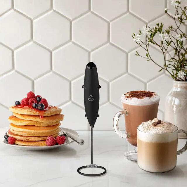 Alt view image 6 of 7 - Zulay Kitchen Powerful Milk Frother Wand With Duracell Batteries - Ultra Fast Handheld Drink Mixer - Electric Whisk Foam Maker for Coffee, Lattes, Cappuccino & Matcha - Z1 Motor - Executive Black
