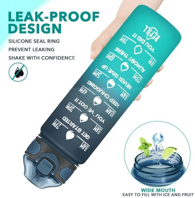 Alt view image 4 of 6 - Enerbone 32 oz Drinking Water Bottle with Times to Drink and Straw, Motivational with Carrying Strap, Leakproof BPA & Toxic Free, Ensure You Drink Enough Water for Fitness Gym Outdoor