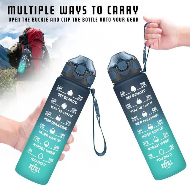 Alt view image 6 of 6 - Enerbone 32 oz Drinking Water Bottle with Times to Drink and Straw, Motivational with Carrying Strap, Leakproof BPA & Toxic Free, Ensure You Drink Enough Water for Fitness Gym Outdoor
