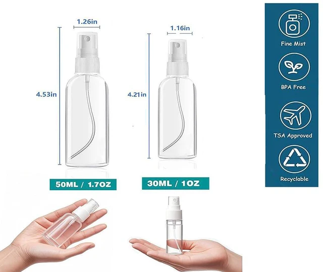 Alt view image 2 of 7 - Xolaawa 4Pk Clear Empty Travel Spray Bottles, Leakproof for Toner Face Hair