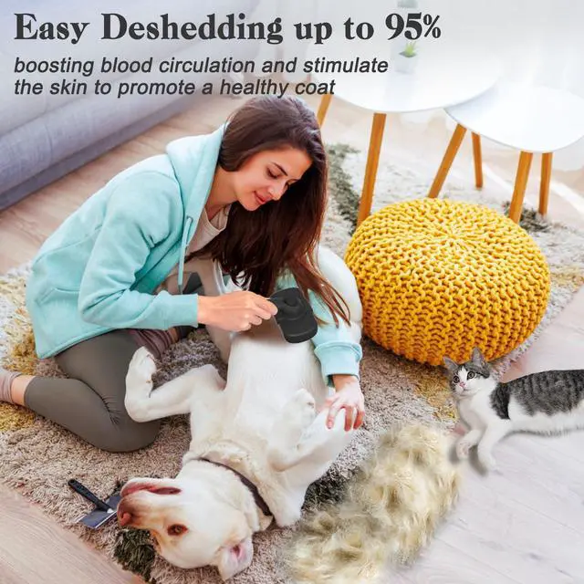 Alt view image 5 of 7 - Dipoo Self Cleaning Shedding Brush - Skin Friendly Grooming Tool for Dogs, Cats, and Puppies, Deshedding and Hair Removal for Long and Short Haired Pets, Black
