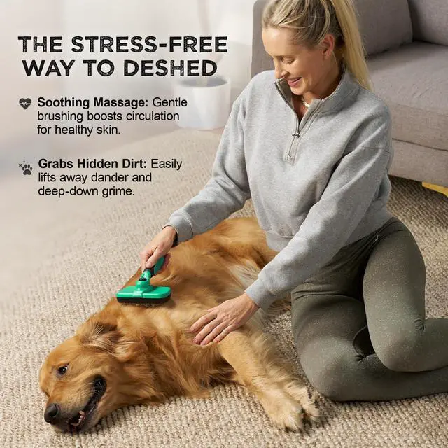 Alt view image 2 of 7 - Deshedding Dog Brush for Shedding Self Clean Cat Brush Deshedding & Grooming Tool for Long Haired and Short Haired Dogs, Slicker Brushes for Dogs, Skin-Friendly, Retractable Bristles, Easy to Clean