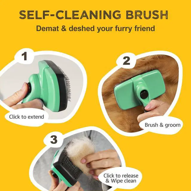 Alt view image 3 of 7 - Deshedding Dog Brush for Shedding Self Clean Cat Brush Deshedding & Grooming Tool for Long Haired and Short Haired Dogs, Slicker Brushes for Dogs, Skin-Friendly, Retractable Bristles, Easy to Clean
