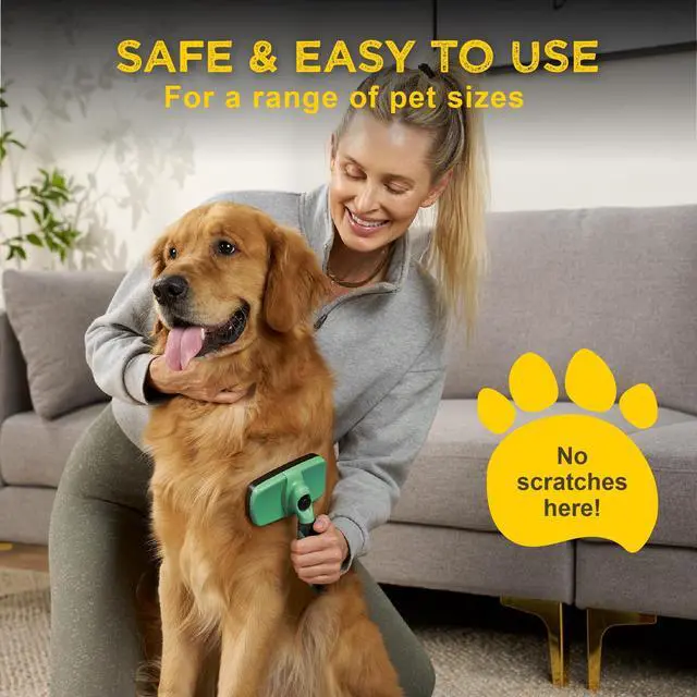 Alt view image 4 of 7 - Deshedding Dog Brush for Shedding Self Clean Cat Brush Deshedding & Grooming Tool for Long Haired and Short Haired Dogs, Slicker Brushes for Dogs, Skin-Friendly, Retractable Bristles, Easy to Clean