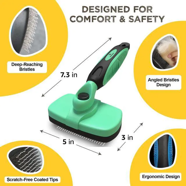 Alt view image 6 of 7 - Deshedding Dog Brush for Shedding Self Clean Cat Brush Deshedding & Grooming Tool for Long Haired and Short Haired Dogs, Slicker Brushes for Dogs, Skin-Friendly, Retractable Bristles, Easy to Clean