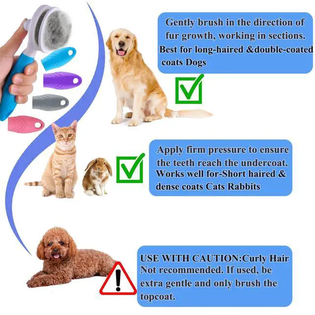 Alt view image 7 of 7 - Self Cleaning Slicker Brush - Cat Brush Skin-Friendly Deshedding Grooming Massaging Tool for Long & Short Haired Pets, Cat Hair Brushes Easy Removes Undercoat for Dogs Cats Rabbits - UPGRADED, Blue