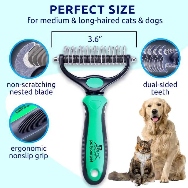 Alt view image 6 of 7 - Pat Your Pet Deshedding Dog Brush For Shedding Cat Brushes For Indoor Cats, Double-Sided Cat Brush Deshedding & Grooming Tool For Long Haired And Short Haired Dogs, Skin-Friendly