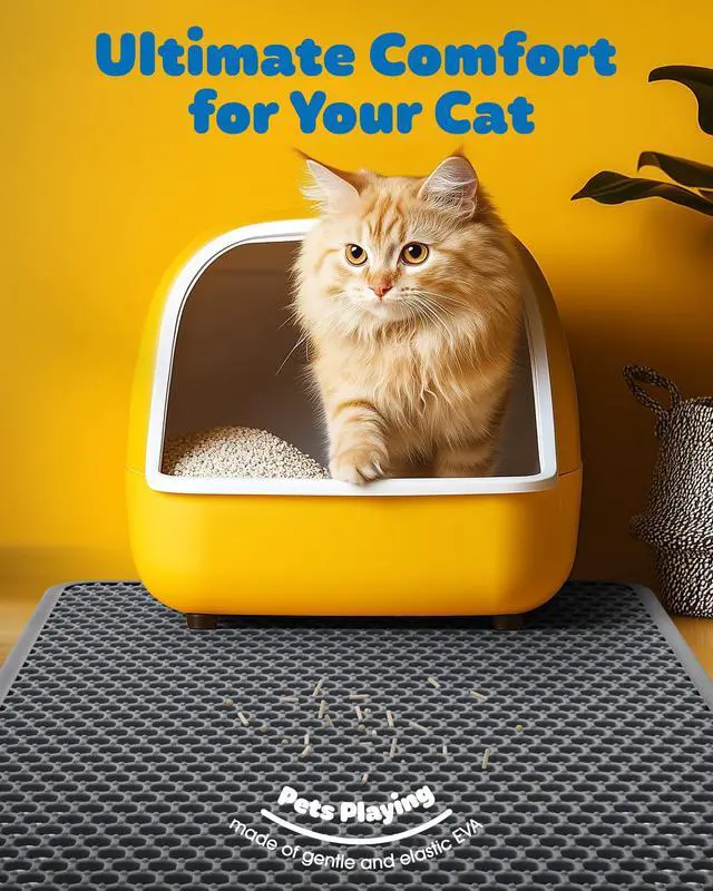 Alt view image 2 of 7 - Cat Litter Mat - 23.2'' x 14.6'' Small Litter Trapping Mat, Easy to Clean Litter Box Mat, Waterproof, Urine-Proof, Non-Slip, Cat Toilet Training Systems Accessories, Grey