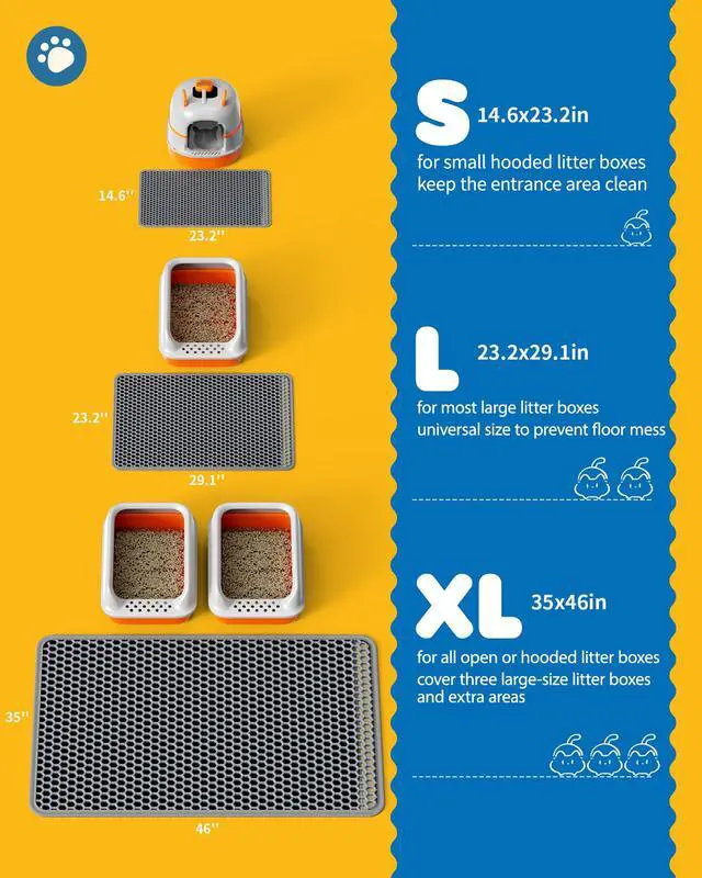 Alt view image 6 of 7 - Cat Litter Mat - 23.2'' x 14.6'' Small Litter Trapping Mat, Easy to Clean Litter Box Mat, Waterproof, Urine-Proof, Non-Slip, Cat Toilet Training Systems Accessories, Grey