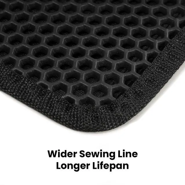 Alt view image 7 of 7 - Cat Litter Mat Compact Size 23.6"x14.6" for Small Spaces, Upgrade Waterproof Leakproof Back Layer, Honeycomb Trapping Mat, Washable, Easy to Clean, Scatter Control Kitty Litter Matt, Black